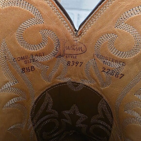 Justin Lizard Western Cowboy Boots Distressed Work Utility Mens 8 1/2 B - Picture 5 of 10